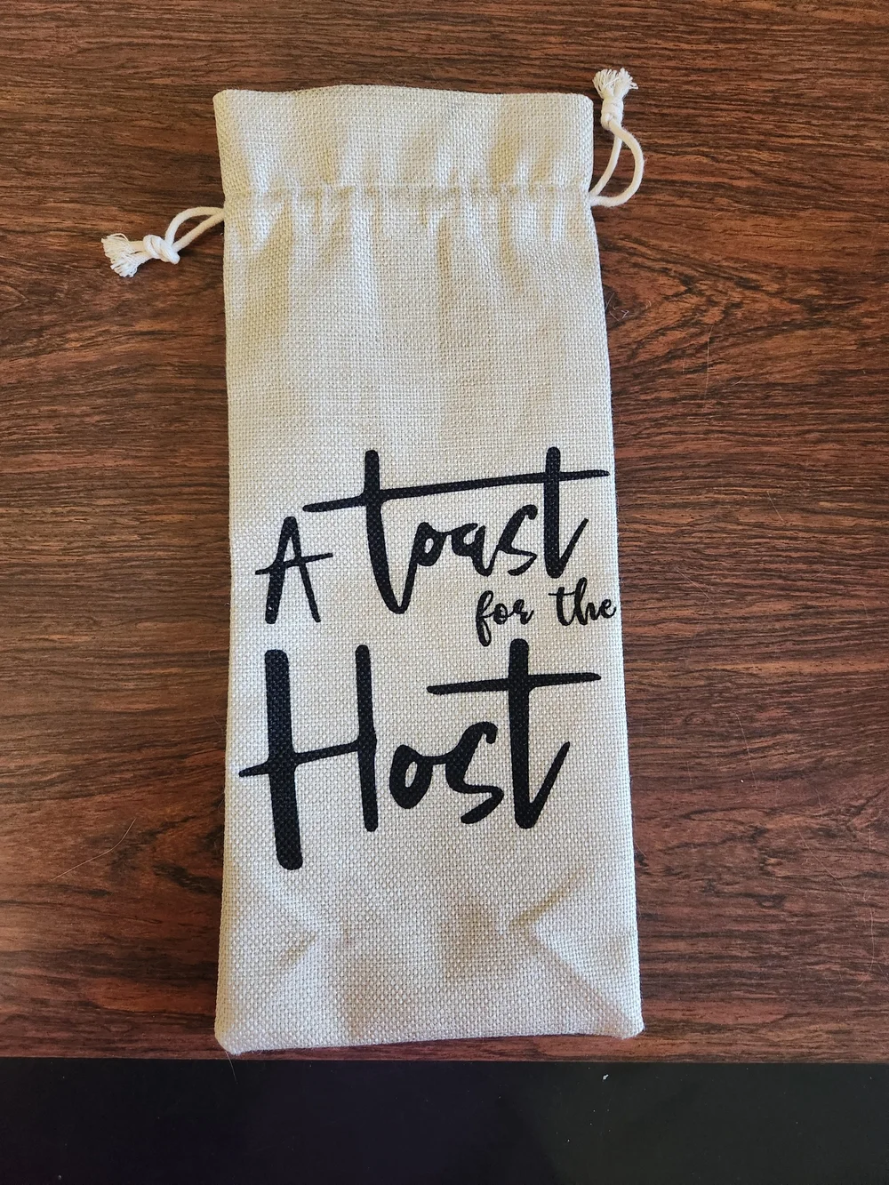 A Toast for the Host Drawstring Wine Bag